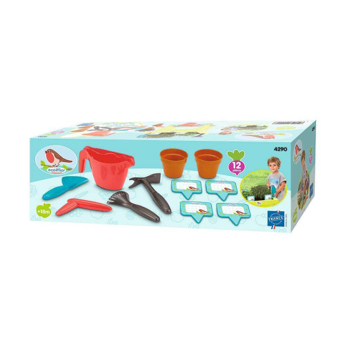 Jardinière garnie d'accessoires de culture en plas