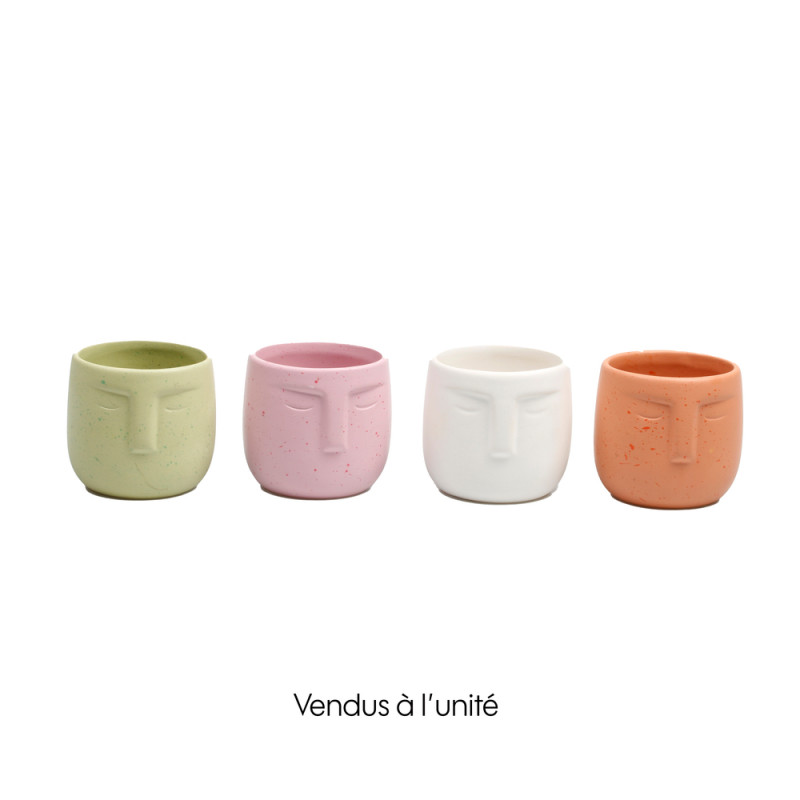Cache-pot visage, plusieurs coloris disponibles -