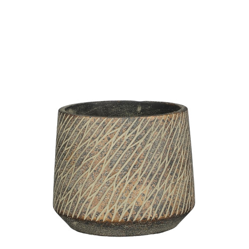 Cache-pot Camino, coloris marron foncé - H. 11,5xD