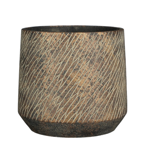 Cache-pot Camino, coloris marron foncé - H. 19xD.