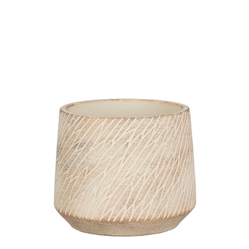 Cache-pot Camino, coloris taupe - H. 11,5xD. 13,5c