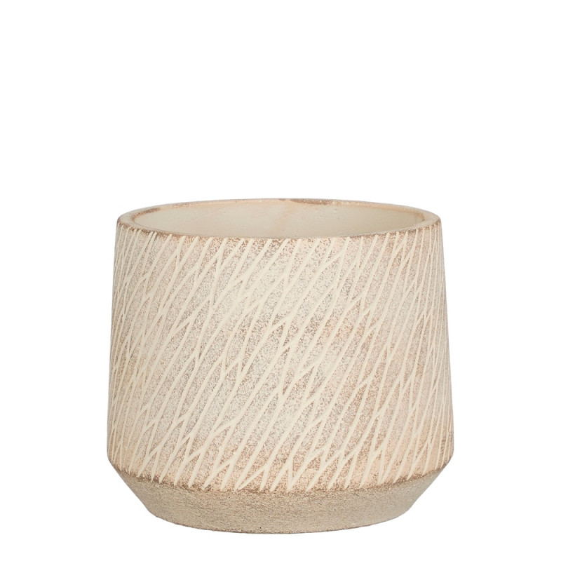 Cache-pot Camino, coloris taupe - H. 12,5xD. 15cm