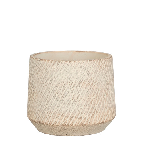 Cache-pot Camino, coloris taupe - H. 12,5xD. 15cm