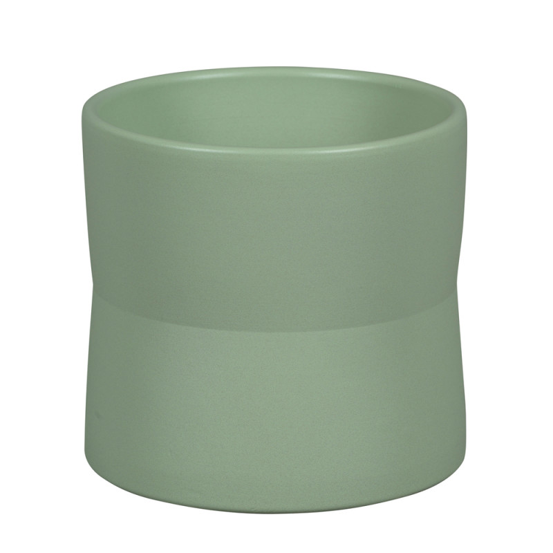 Cache-pot Denia, en grès, coloris vert - D. 14xH.