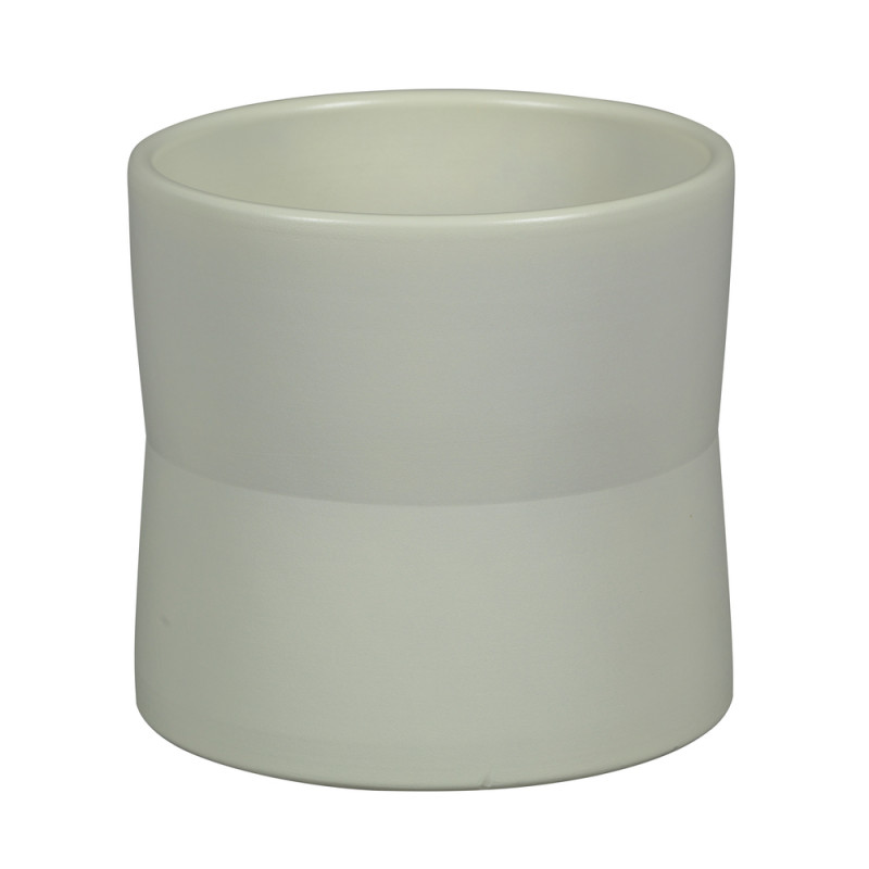 Cache-pot Denia, en grès, coloris blanc - D. 14xH.