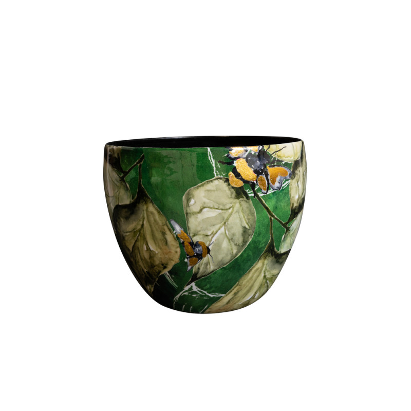 Cache-pot 'Bee' en métal époxy, coloris vert - D.