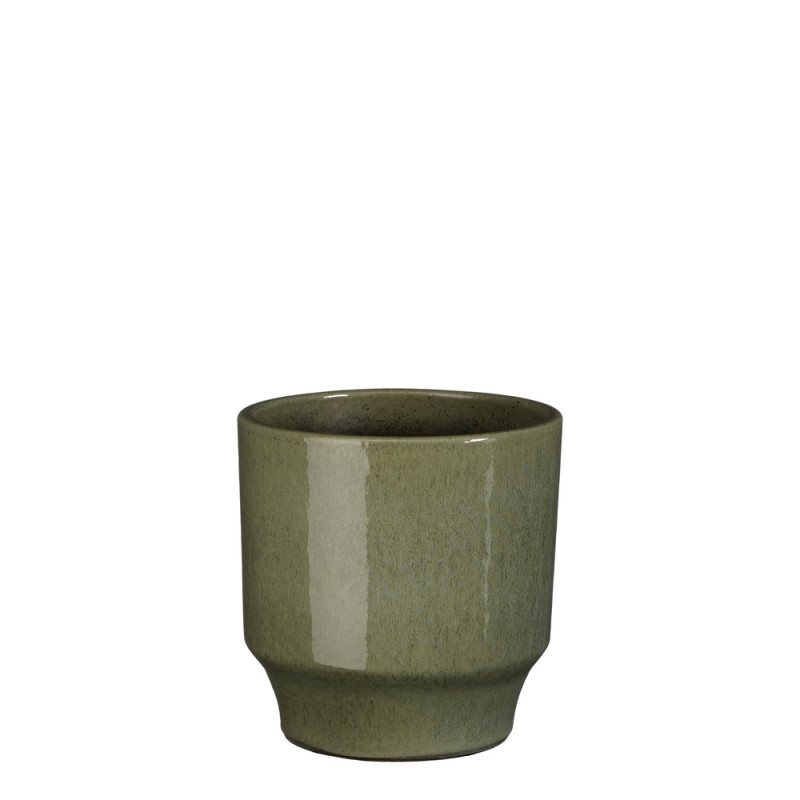 Cache-pot Diaz, en terre cuite, coloris vert - H.