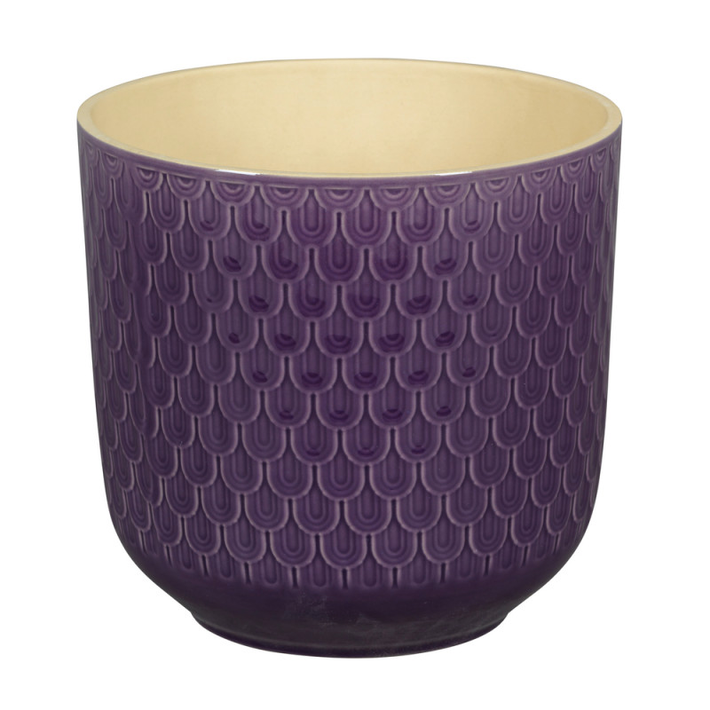 Cache-pot Yera, coloris violet - D. 20xH. 18,5cm
