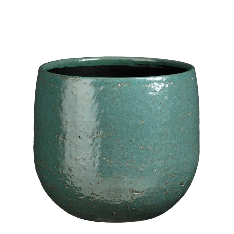 Cache-pot Nicolas en céramique, coloris bleu pétro