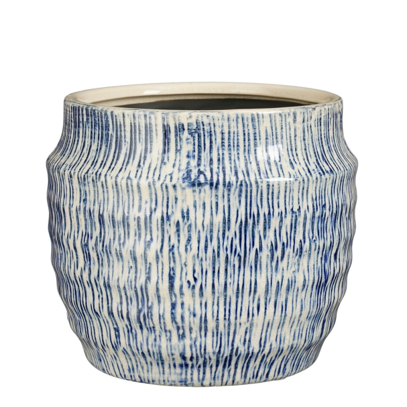 Cache-pot Martha bleu H. 15,5xD. 17cm