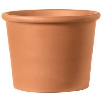 Pot cylindrique : terre cuite, 17,6x13,4cm