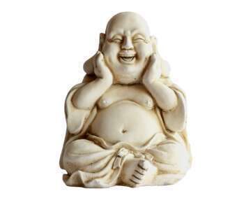 Bouddha chinois MM joyeux H.28 cm ton vieilli