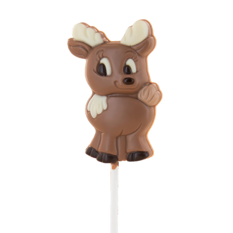 Sucette en chocolat au lait, forme renne - 25g