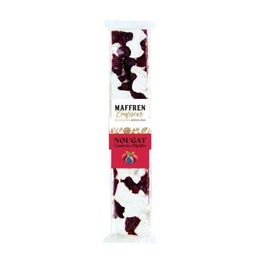 Nougat, cranberries myrtilles : barre 100g