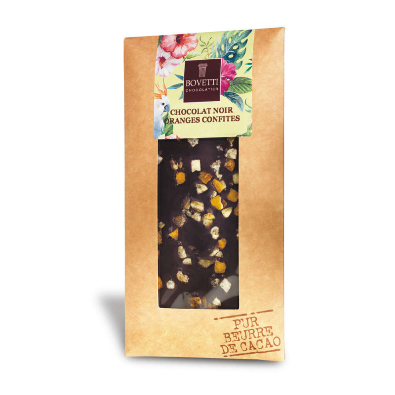 Tablette chocolat noir orange confite 100g