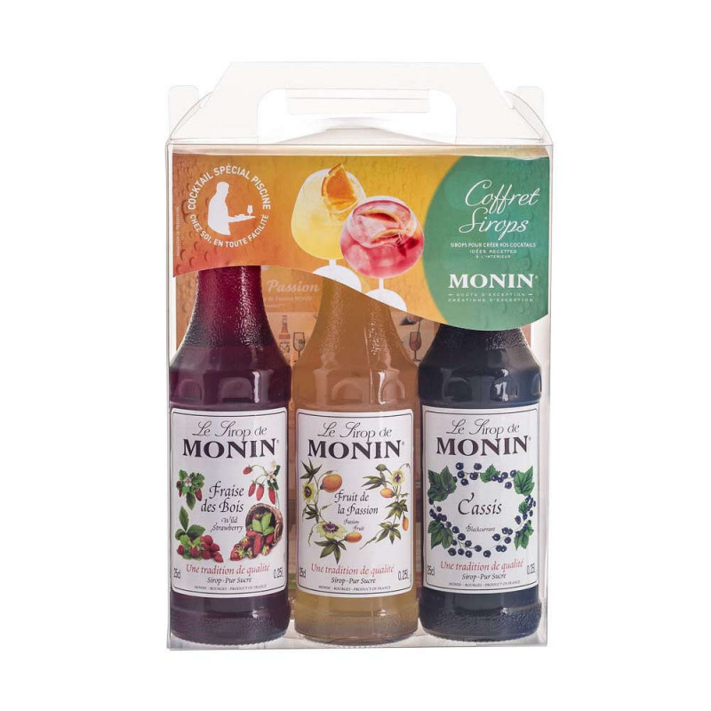Coffret Monin 'Piscine' (3x25cl): Fraise des bois,