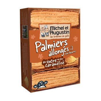 Palmiers allongés pur beurre, au sucre (120g)