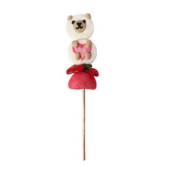 Brochette en guimauve : ourson avec cur - 55g