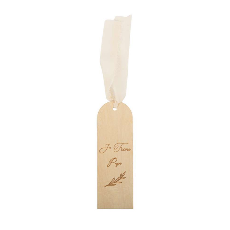 Marque-Page Je T'aime Papa en Bois et son ruban Iv