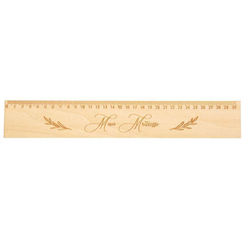 Règle Merci Maîtresse en Bois - 31x5cm