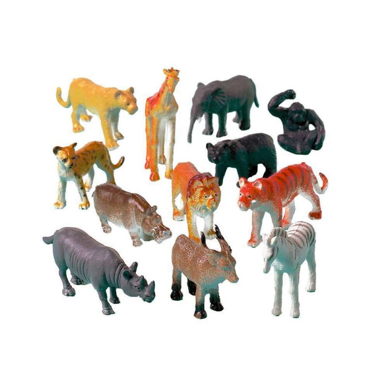 Mini animaux de la savane en plastique aux coloris