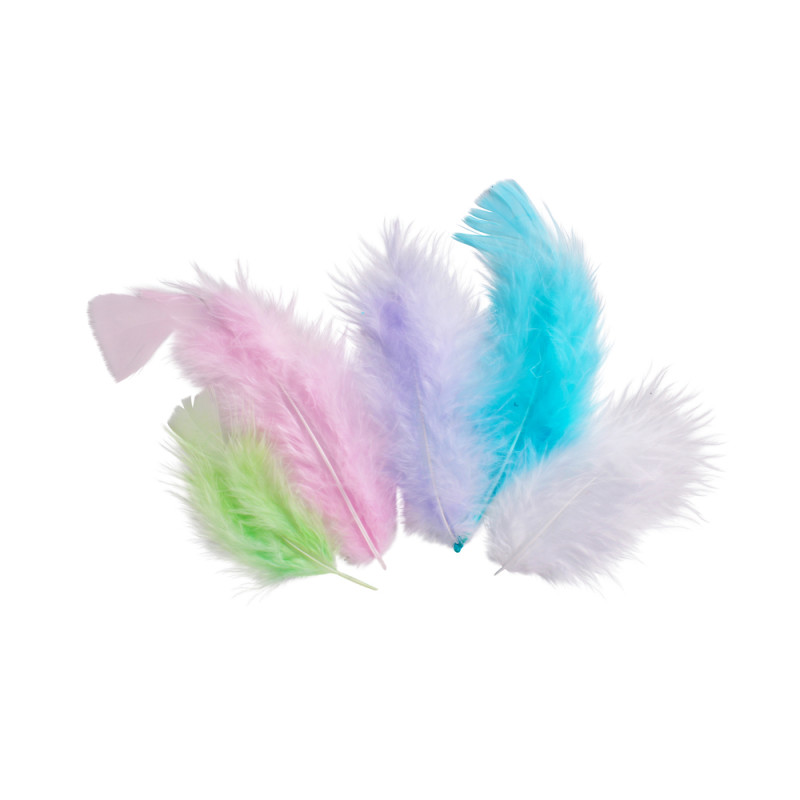Assortiment de 50 plumes, coloris pastel - H. 10cm