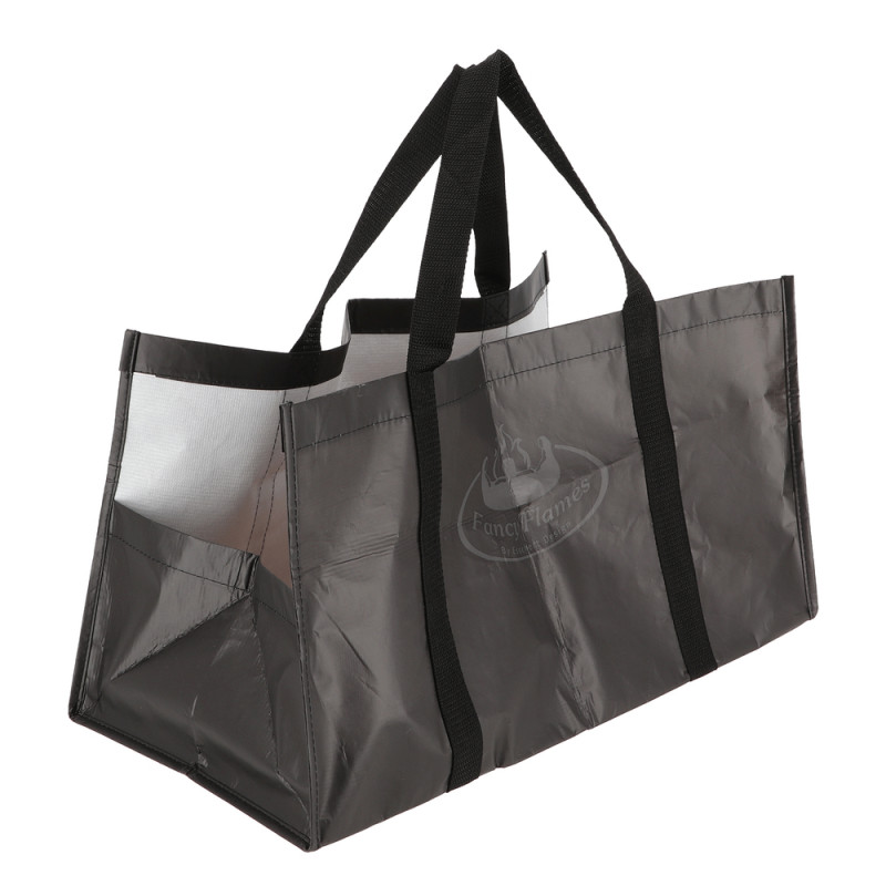 Sac à buches, coloris noir - 55x28xH. 30cm
