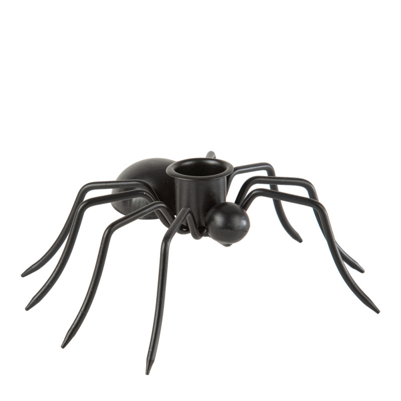 Bougeoir araignée Halloween, coloris noir - 6x15,5