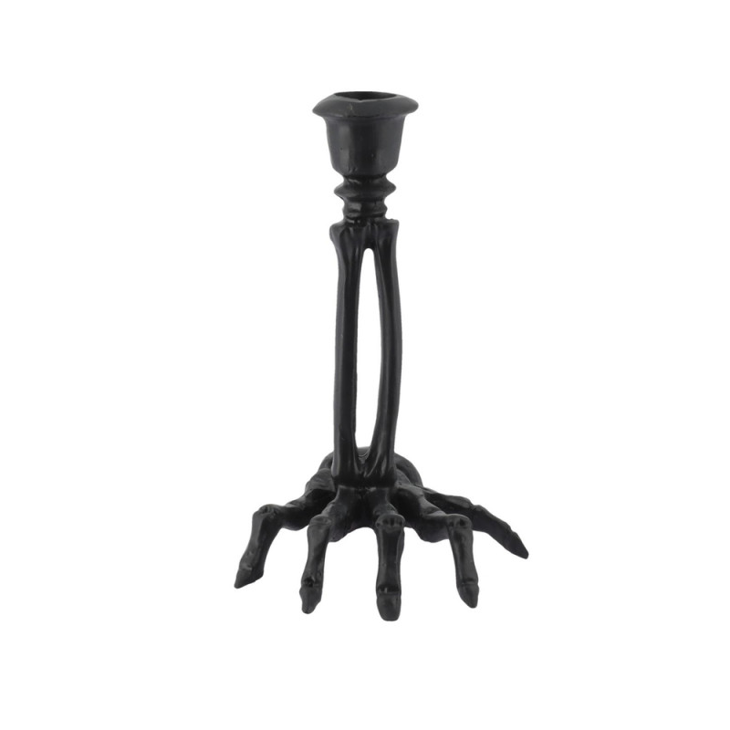 Bougeoir main de squelette Halloween, coloris noir