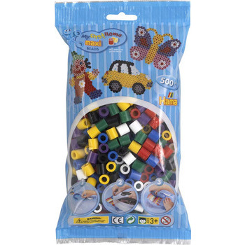 Sachet 500 perles Maxi: Couleurs vives