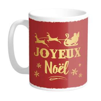 Mug de Noël : message, rouge, doré