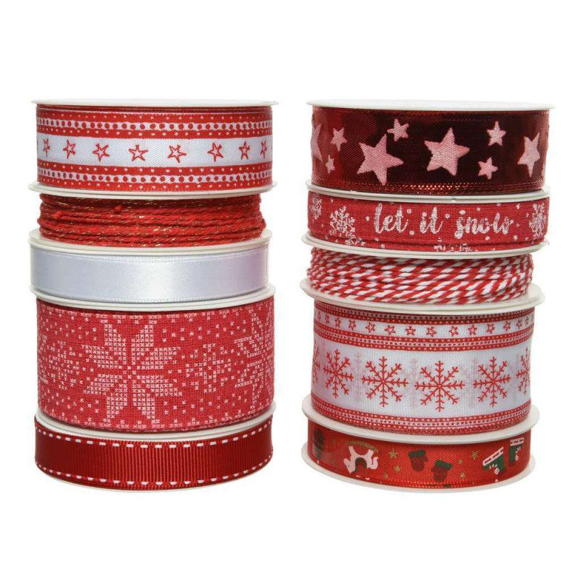 Ruban en polyester rouge et blanc