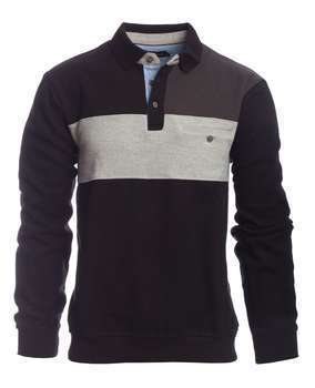 Polo Empiècement 3 Couleurs Noir XXL