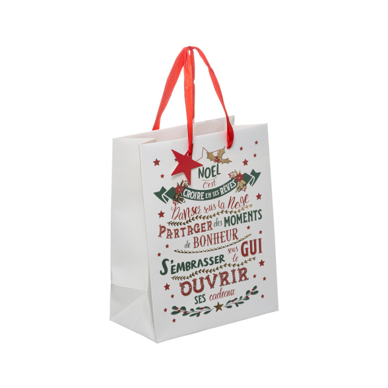 Sac Cadeau Imprimé Wording Noël pm