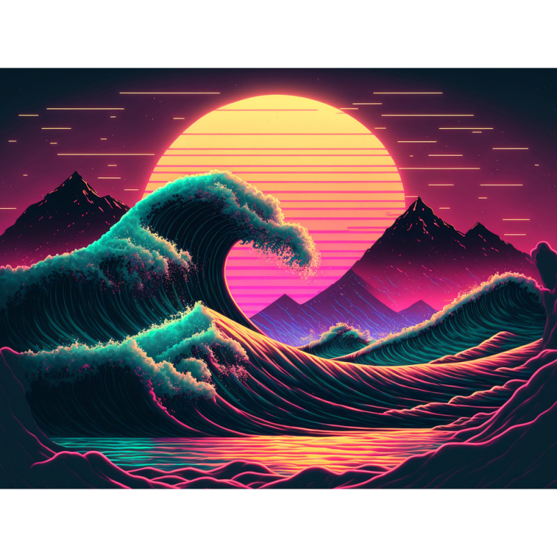 Kit de peinture par numéro 'Vagues', 21 couleurs -