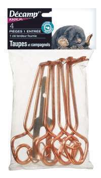 Pièges à taupes avec tendeur lot de 4 pièges