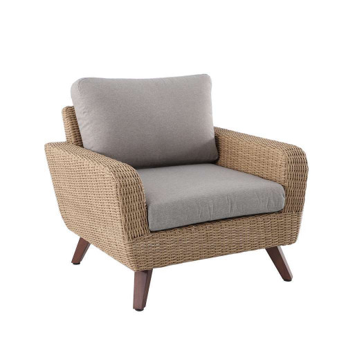 Fauteuil pour jardin RIVIERA gris en résine tressé