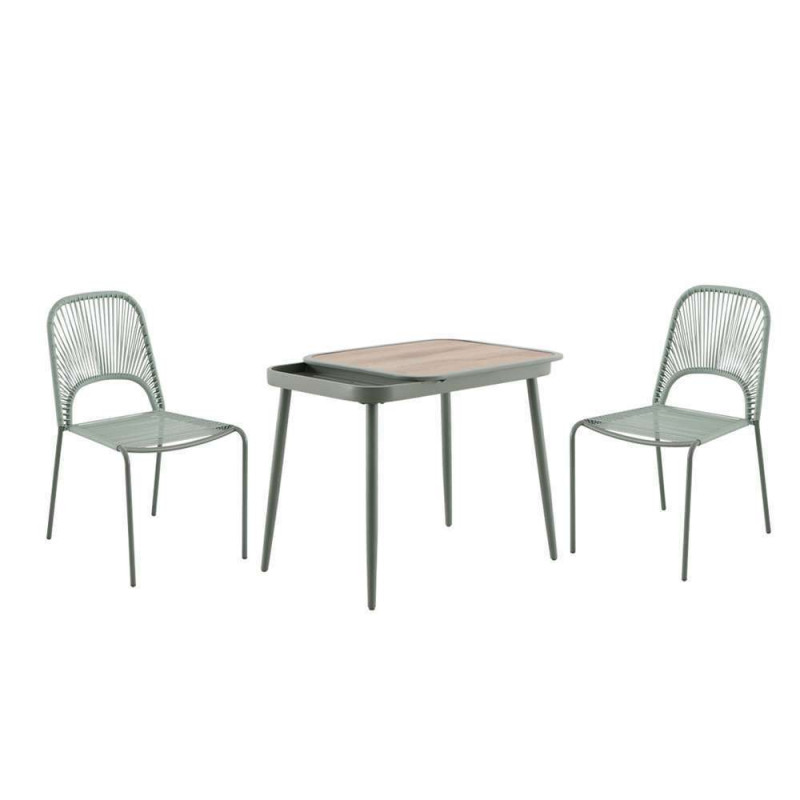 Ensemble mobilier de jardin vert amande - 1 table