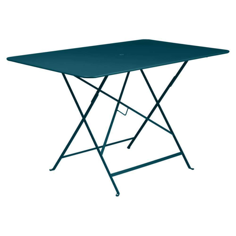 Table bistro : acier 117x77cm bleu acapulco