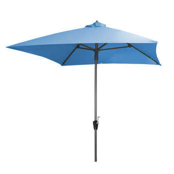Parasol de jardin 2.5 m, à manivelle, bleu