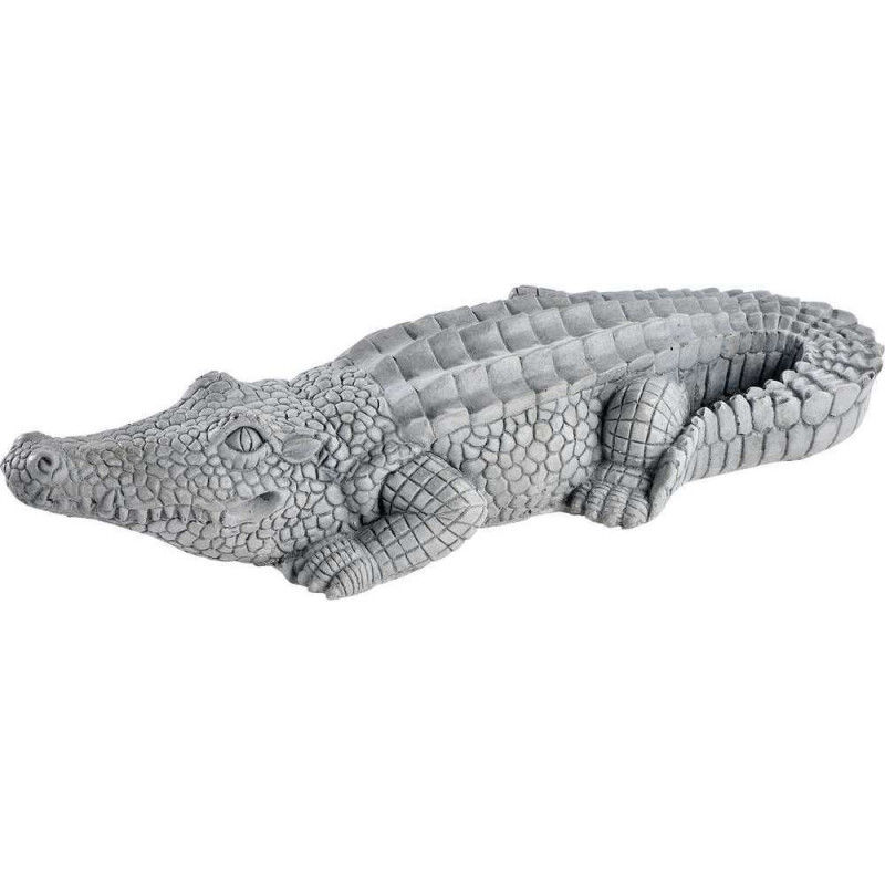 Statue zen crocodile en béton ciré grise - L. 35 c