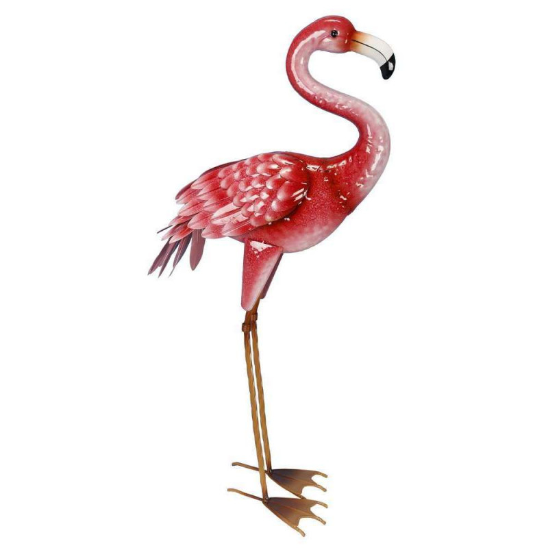 Statue en métal - Flamant rose - laqué - H. 78cm