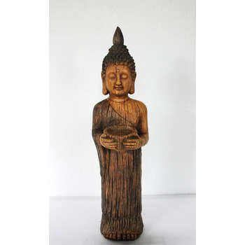 Bouddha debout en résine marron - H. 87 cm