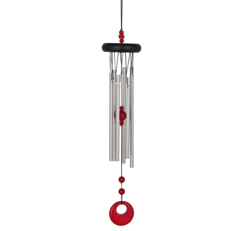 Carillon Chakras Corail en aluminium rouge - H. 44