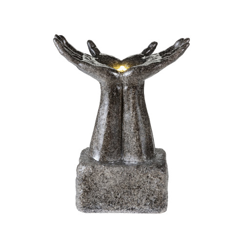 Fontaine LED mains en polyrésine, coloris anthraci