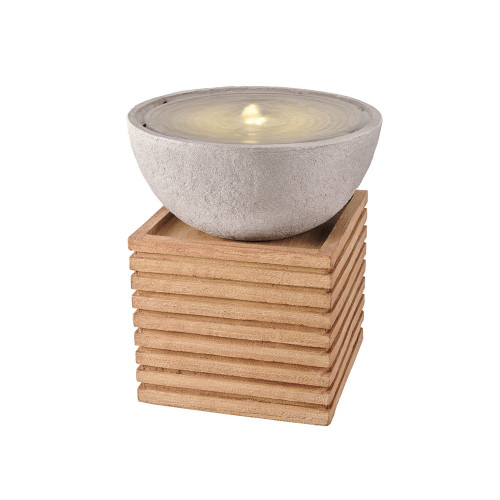 Fontaine LED avec vasque en CCV, coloris gris - L.