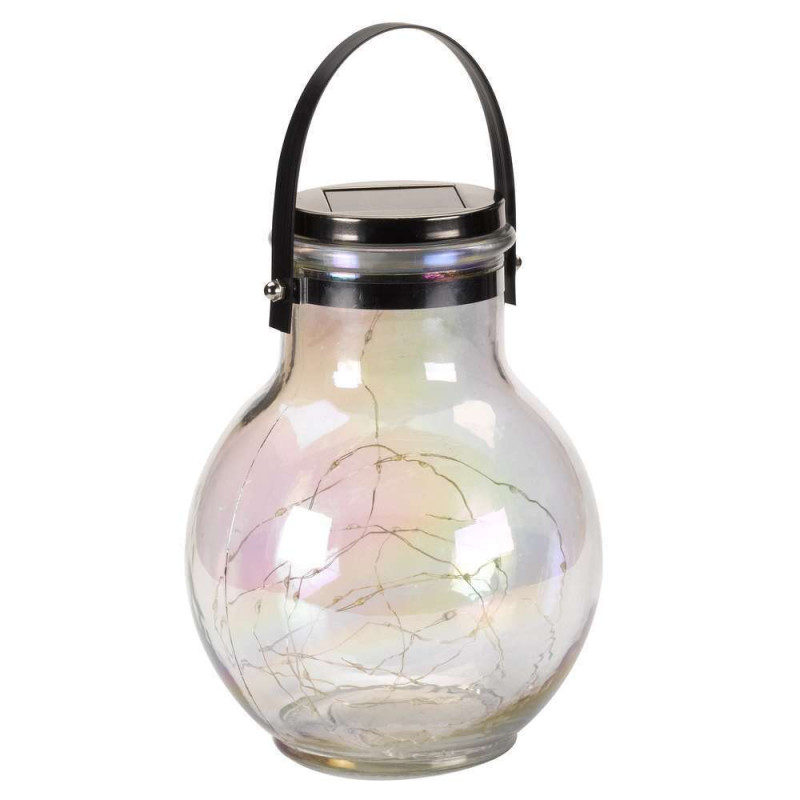 Lanterne 50 LED Opale iridescente en verre transpa