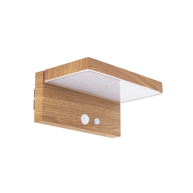 Applique solaire murale LED, aluminium effet bois