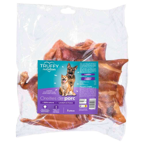 Oreilles de porc pour chien Truffy nutrition x5 pc