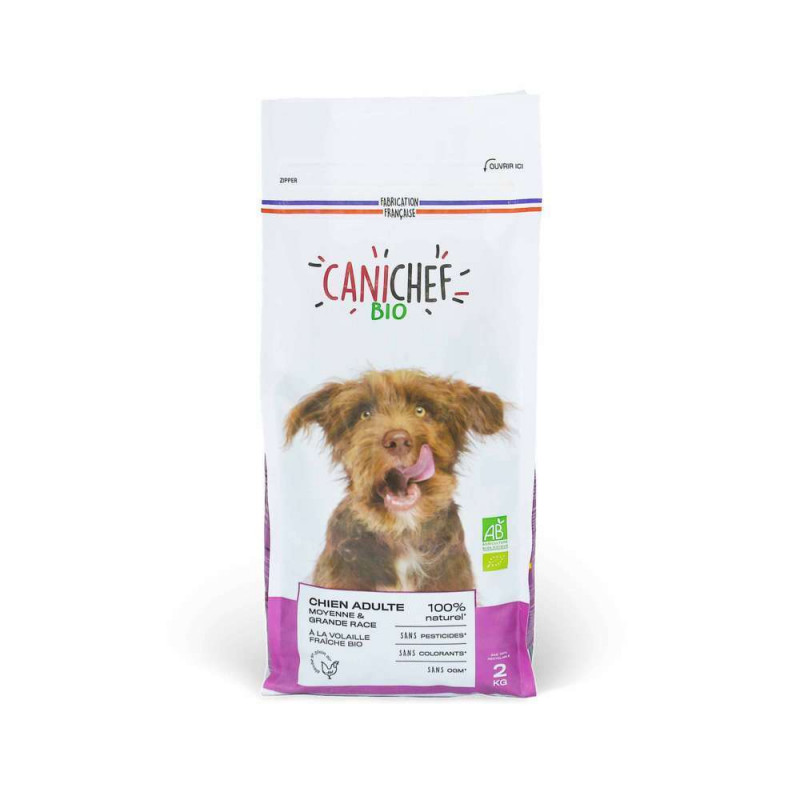 Croquettes à la volaille Bio pour chien de grande